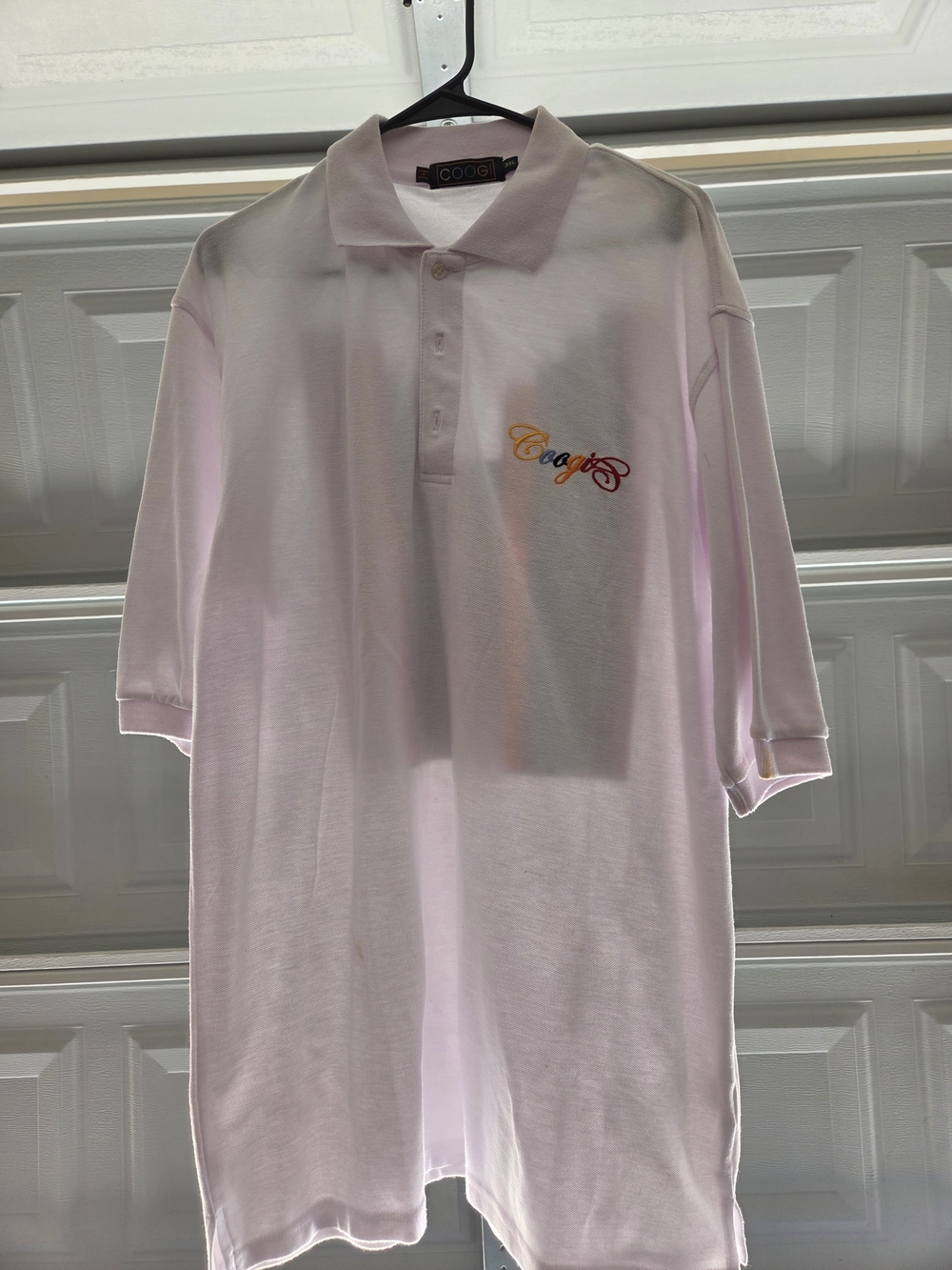 COOGI Men’s Pale Pink Polo with Embroidered Multicolor Logo
